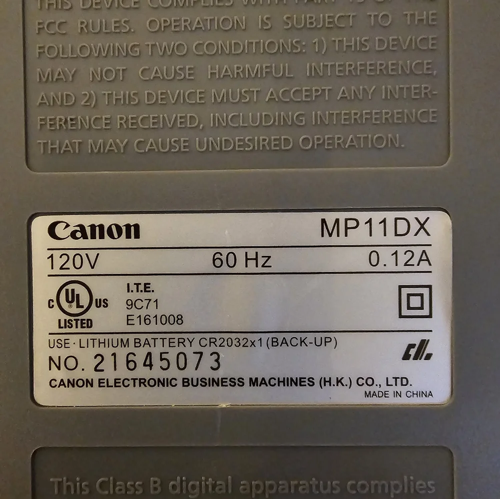 Canon MP11DX Printing Calculator 12 Digit, 2 Color print, Clock/Calendar